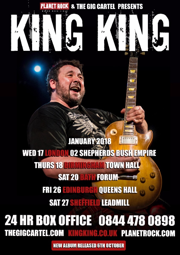 image of a poster advertising King King tour for Exile & Grace 2018 dates