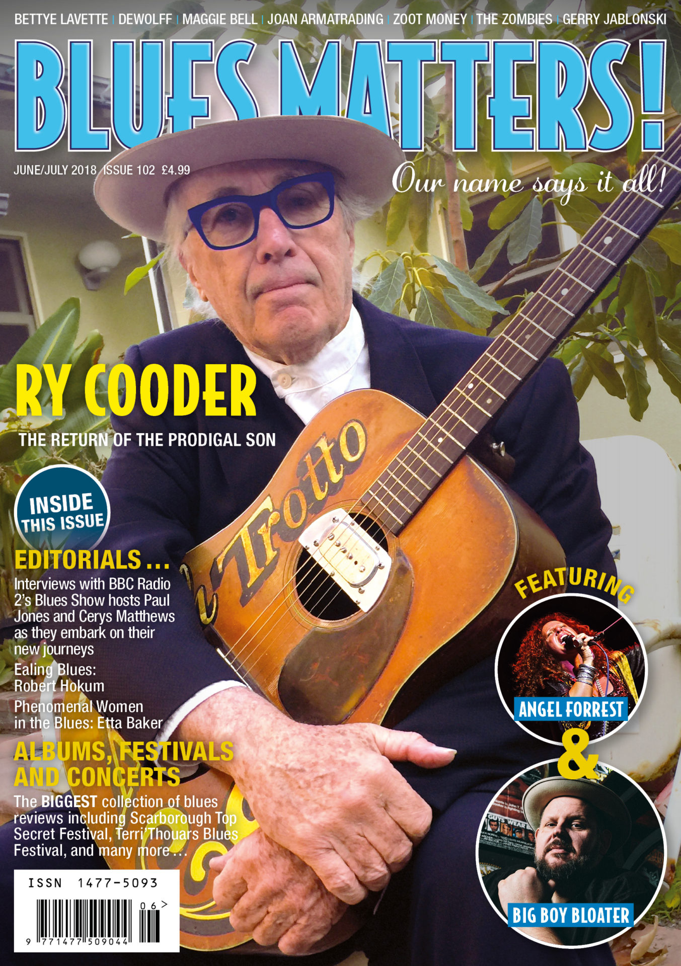 image of cover of Blues Matters Magazine issue 102 featuring Ry Cooder