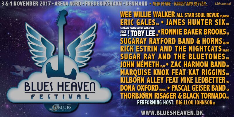 image of a flyer for artists performing at the 12th annual Blues Heaven Festival, Denmark