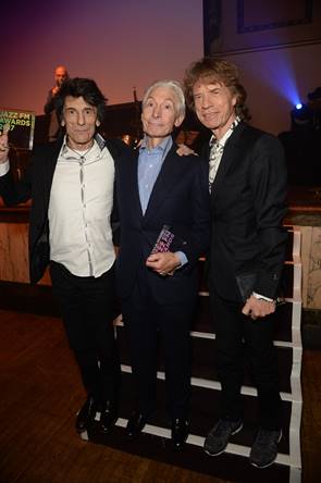 Ronnie Wood, Charlie Watts & Mick Jagger at the Jazz FM Awards 2017