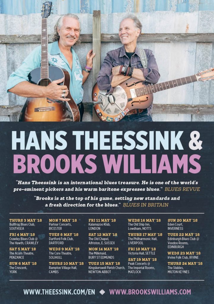 Hans Theessink & Brooks Williams UK Tour Poster for May 2018