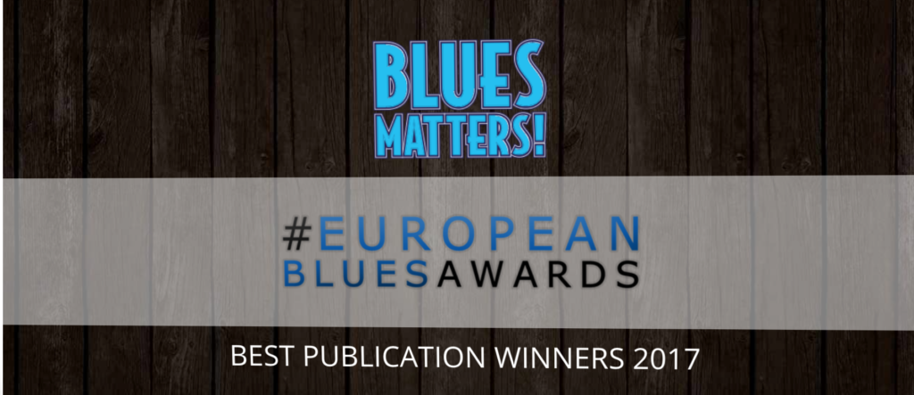 image of banner saying Blues Matters wins European Blues Awards 2017
