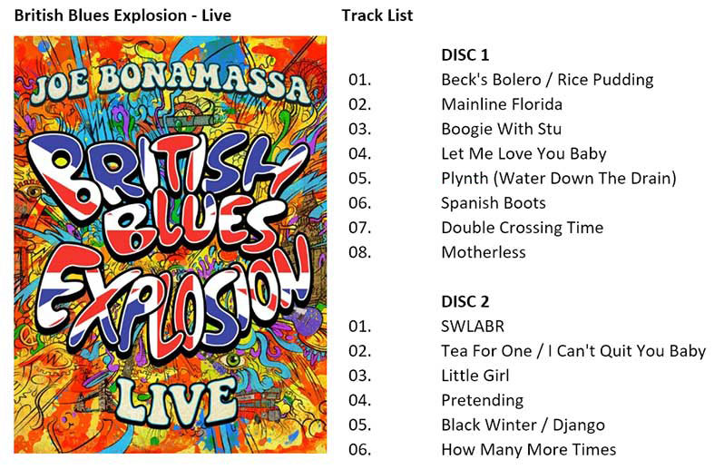 Joe Bonamassa British Blues Explosion Live CD track list