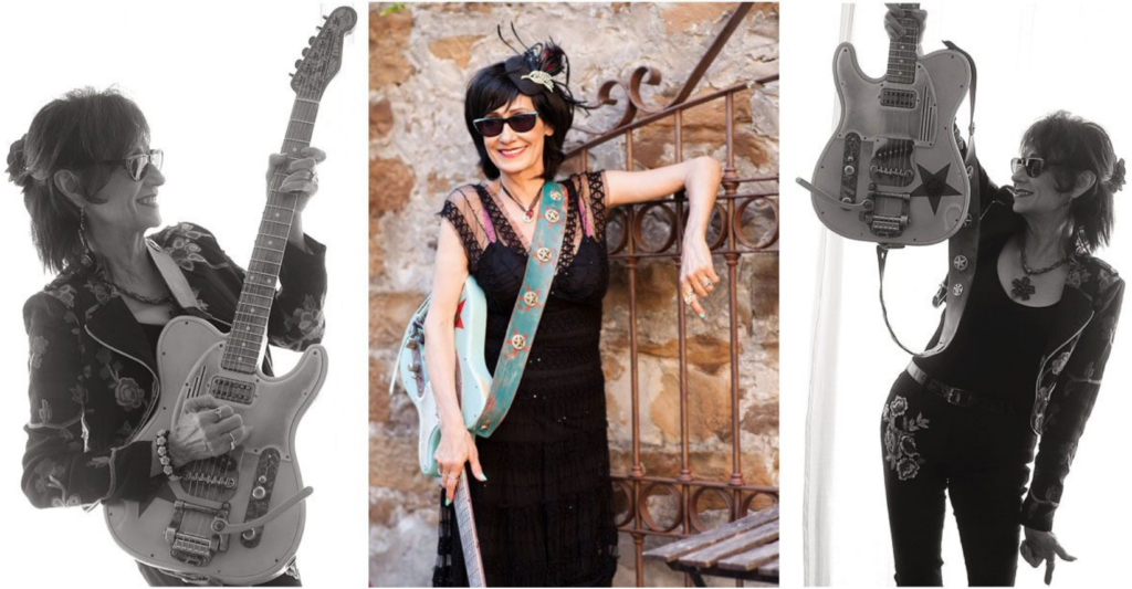 set of 3 images of singer/guitarist rosie flores 