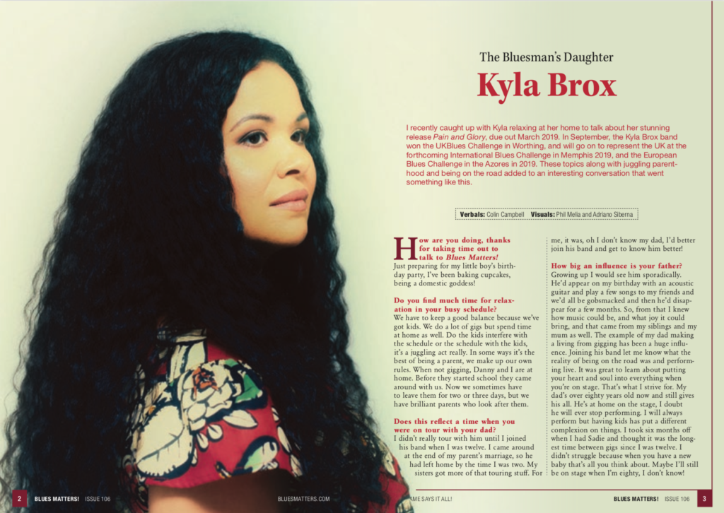 image of kyla brox interview in blues matters magazine