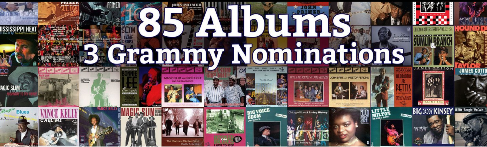 image of banner saying john primer has 85 albums and 3 grammy nominations