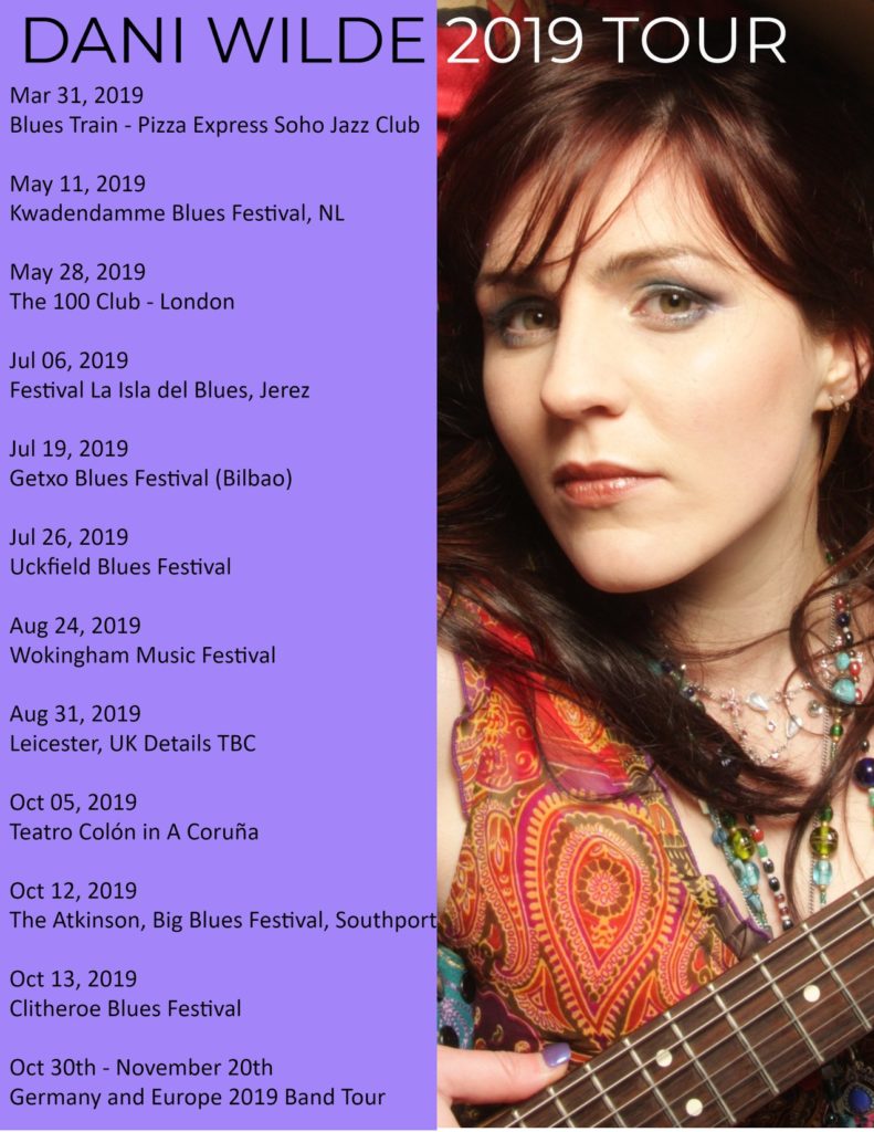 image of poster for gigs for dani wilde in 2019