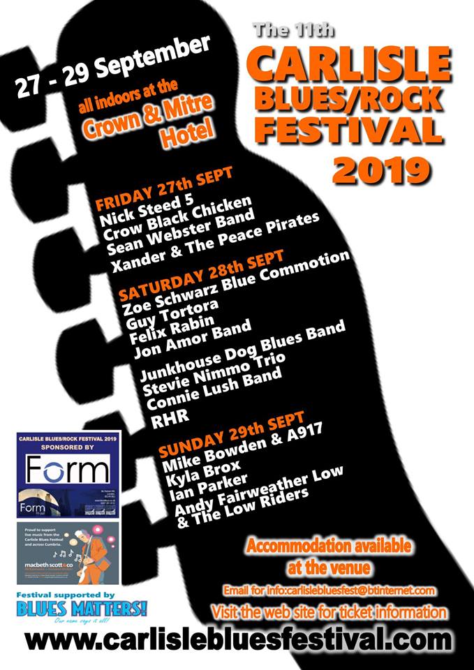 CARLISLE BLUES/ROCK FESTIVAL 27th - 29th September 2019 ...