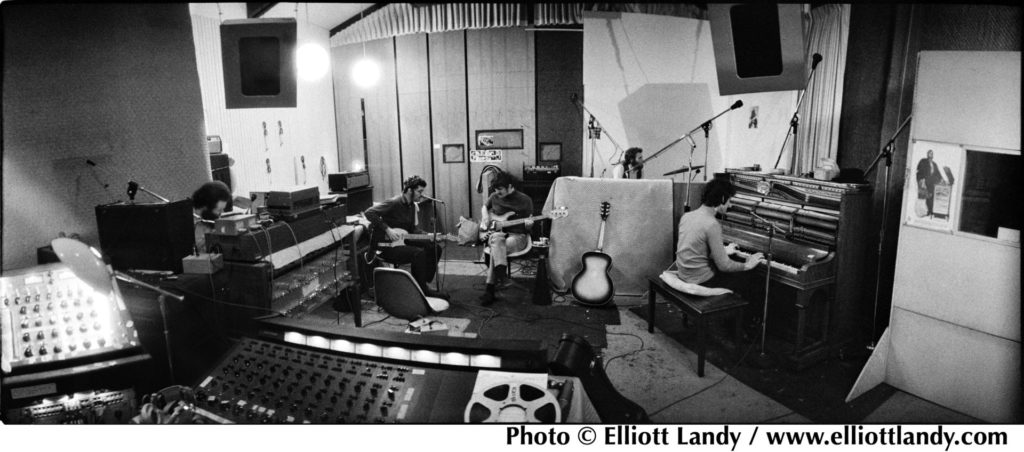 image of The Band, recording at Spencer Road, Woodstock, 1968