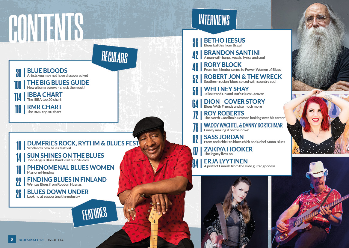 image for contents page of blues matters magazine issue 114