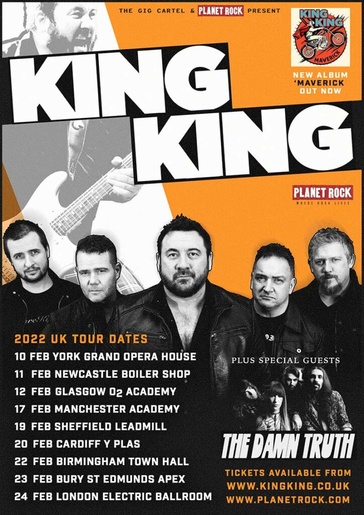 The Damn Truth special guests on King King's February 2022 UK Tour