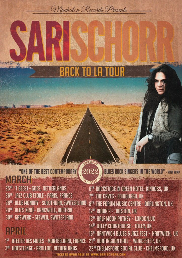 Sari Schorr "Back To LA" European tour March / April