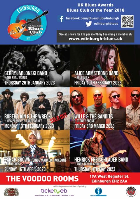 Edinburgh Blues Club Announces Its Concert Schedule For The First Half 