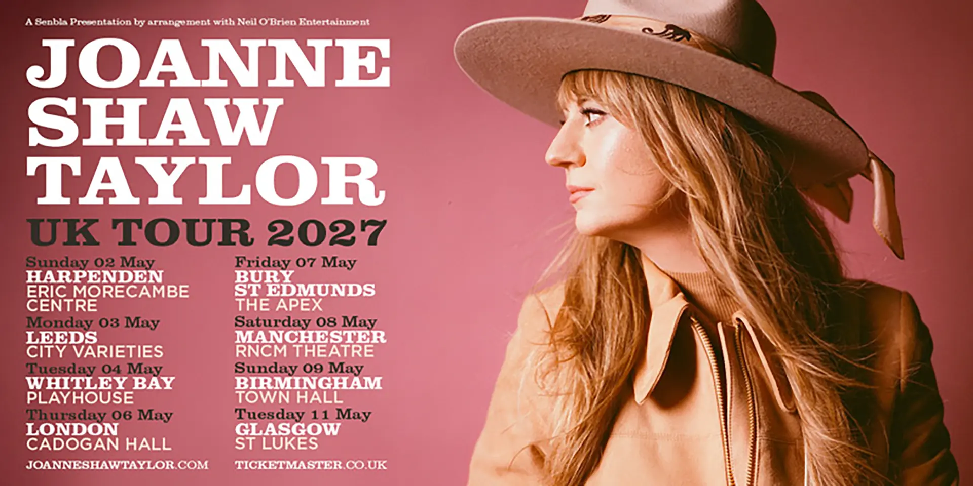 Advert for Joanne Shaw Taylor's new UK tour 2027
